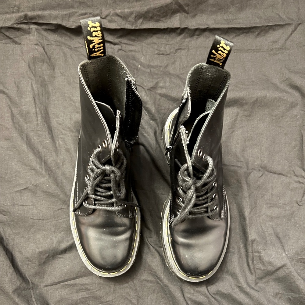 Black combat platform doc martins